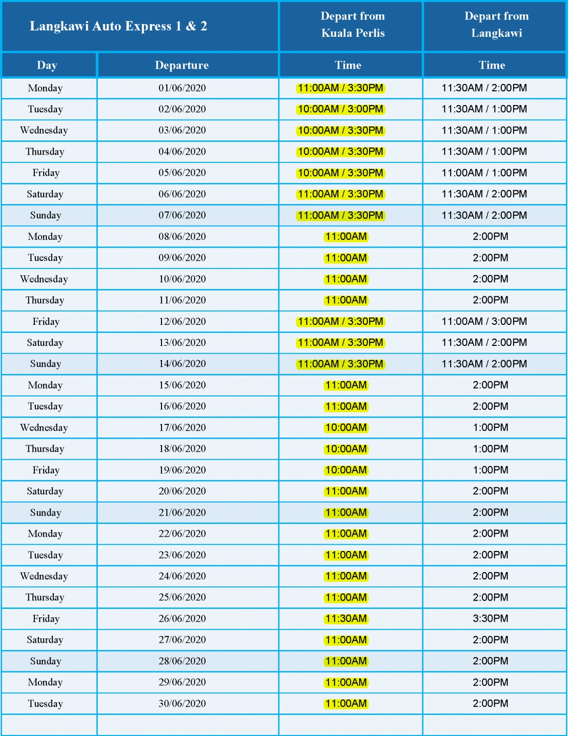 March 2018 Schedule - LANGKAWI AUTO EXPRESS 2